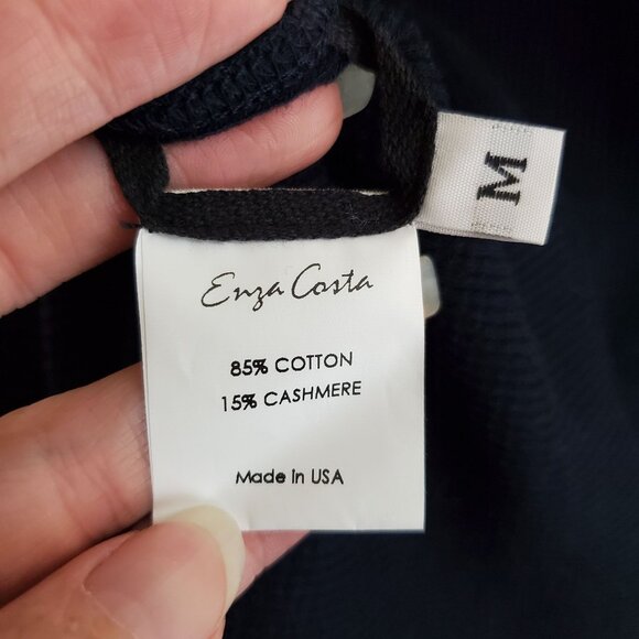 Enza Costa Cashmere thermal Long Sleeve Cuffed Crew in Cadet - Picture 7 of 14